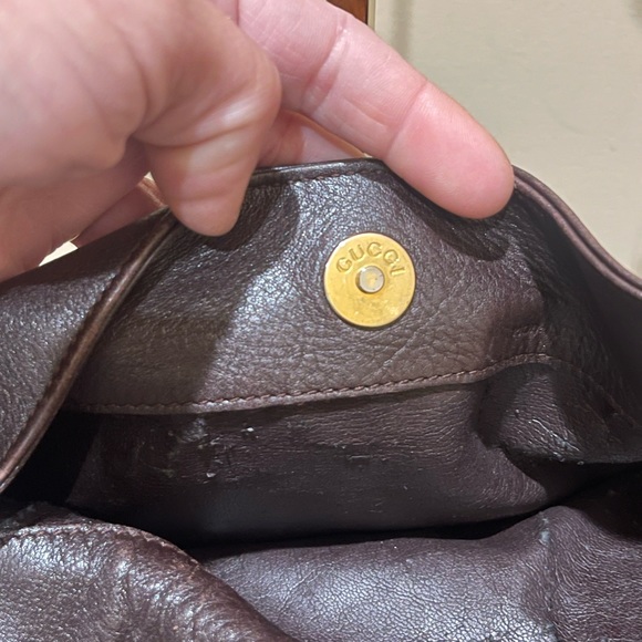 Vintage Gucci Leather Bamboo Top Handle Xl Crossbody Bag - Picture 10 of 16